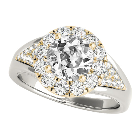 Halo Old Miner Diamond Engagement Ring Two Tone