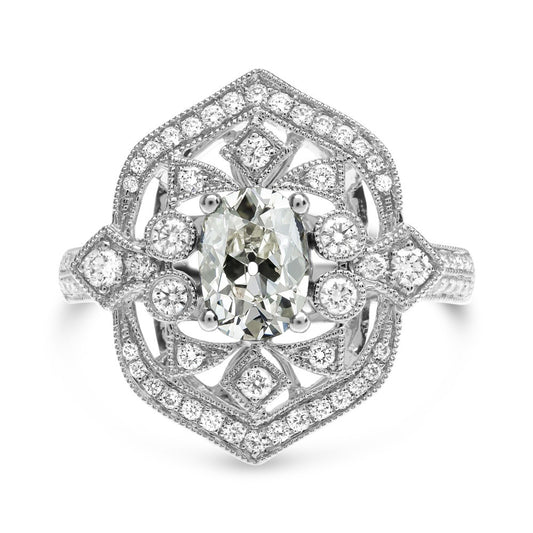 Ladies Halo Old Miner Cut Diamond Ring