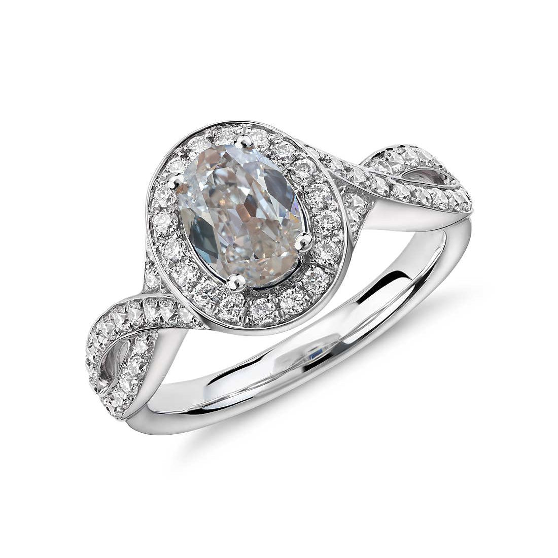 Ladies Halo Oval Old Miner Diamond Ring