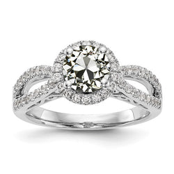 Ladies Halo Ring Round Old Cut Natural Earth Mined Diamond Split Shank 3.50 Carats