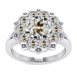 Ladies Halo Ring Round Old Miner Diamond Star Style Gold 9 Carats