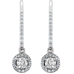 Ladies Halo Round Old Miner Genuine Diamond Dangle Earrings 4.50 Carats