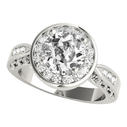 Ladies Halo Round Old Miner Diamond Ring 5.50 Carats