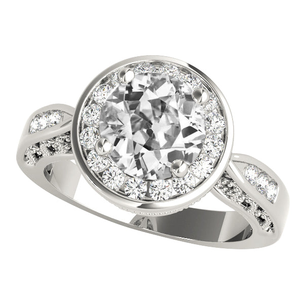 Halo Round Old Miner Diamond Ring