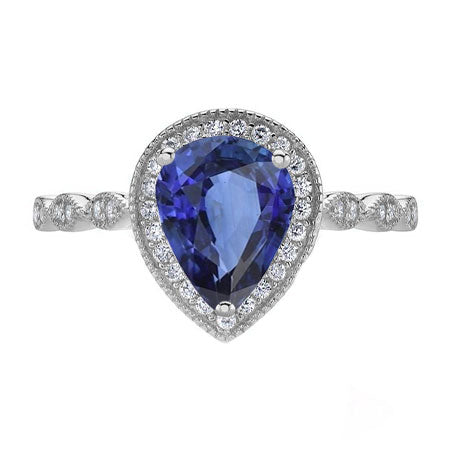 3 Carats Ladies Halo Sapphire Engagement Ring With Diamonds