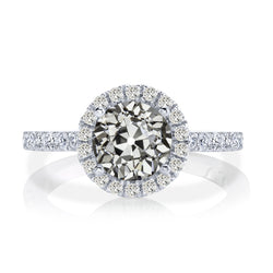 Ladies Halo Wedding Ring Round Old Mine Cut Diamond 5.50 Carats