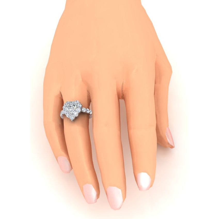 Sparkling Heart Cut Diamond Halo Ring New
