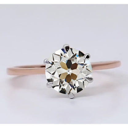 natural round diamond 2ct ring front view