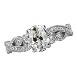 Ladies Oval Old Cut Mined Natural Real Diamond ( Not Lab Grown ) Four Prong Engagement Ring 3.50 Carats