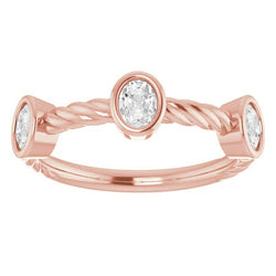 Ladies Oval Old European Natural Earth Mined Diamond Band Bezel Rope Style 3 Carats