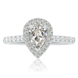 Ladies Pear Old Miner Natural Earth Mined Diamond Halo Ring 5.50 Carats Gold Jewelry