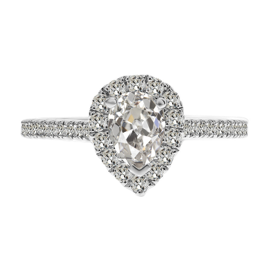 Ladies Pear Old Miner Diamond Ring Teardrop Jewelry 3.50 Carats