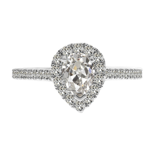 Ladies Pear Old Miner Diamond Ring Teardrop Jewelry 3.50 Carats