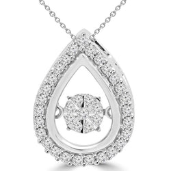 Ladies Pendant Necklace 5.40 Carats Round Cut Diamonds White Gold 14K