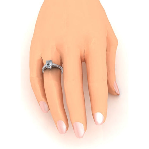 2 Carat Radiant Cut Diamond Ring Cathedral Setting Gold 14K