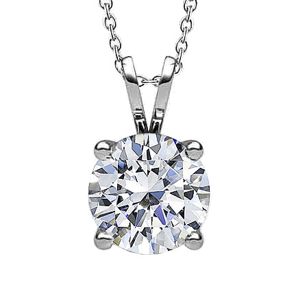 Ladies Round Cut Lab Grown Diamond Necklace Pendant White Gold Fine Jewelry