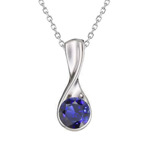 Ladies Natural Blue Sapphire Solitaire Pendant Gold