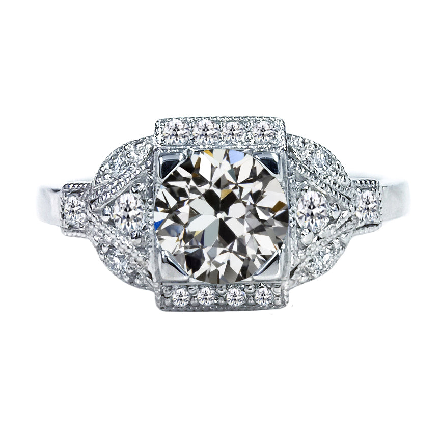 Ladies Round Old Cut Diamond Engagement Ring 4 Carats