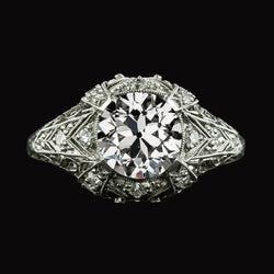 Ladies Round Old Cut Natural Earth Mined Diamond Ring Milgrain Antique Style 4.25 Carats