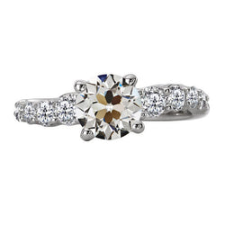 Ladies Round Old Cut Diamond 3.50 Carats Solitaire With Accent Ring