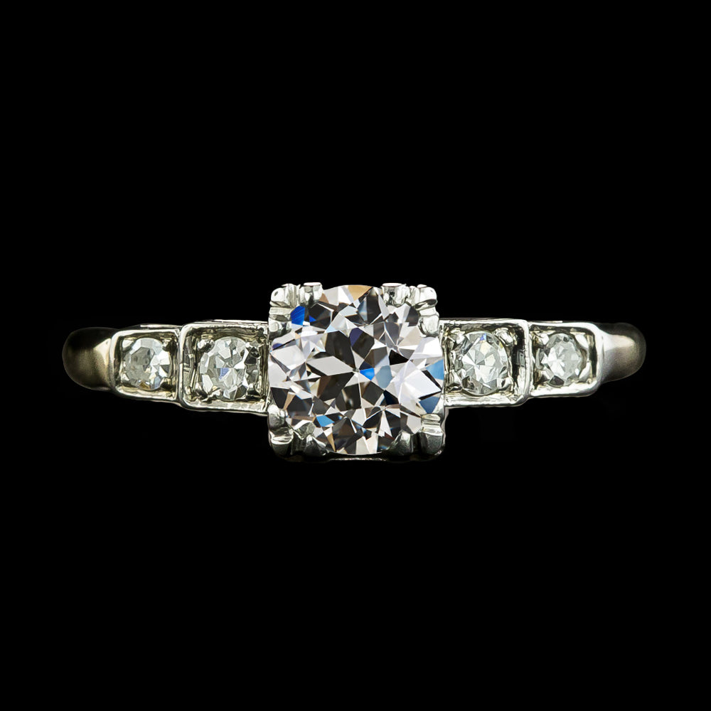 Ladies Round Old Mine Cut Diamond Ring