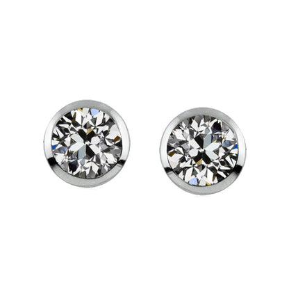 Ladies Round Natural GIA Certified Diamond Stud Earrings Bezel Set 3.24 Carats