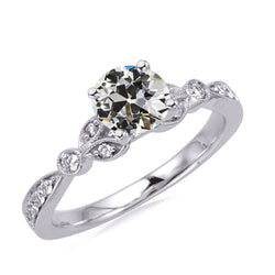 Ladies Round Old Mine Cut Genuine Natural Earth Mined Diamond Wedding Ring 3.50 Carats Milgrain
