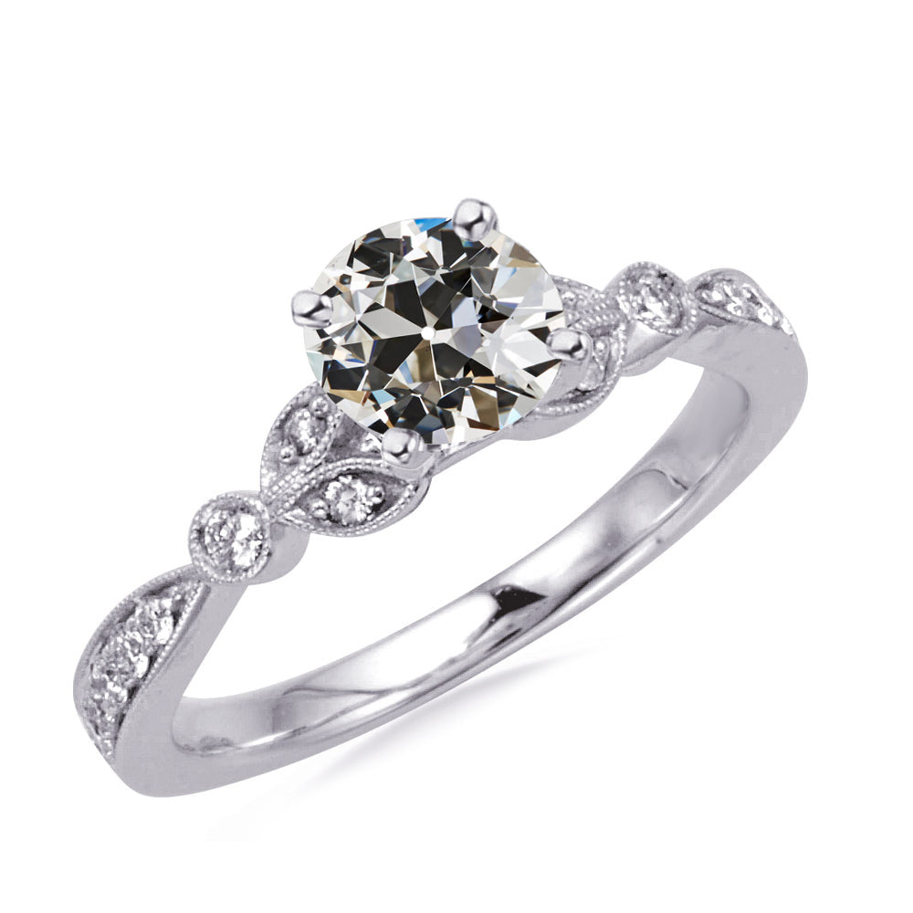 Lady’s Sparkling Unique Engagement White Gold Anniversary Ring  Ladies Round Old Mine Cut Diamond Wedding Ring