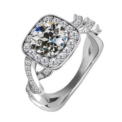 Ladies Round Old Miner Diamond Halo Anniversary Ring 3.50 Carats