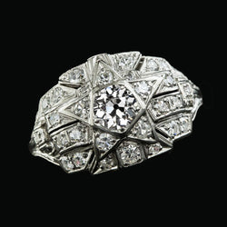 Genuine   Ladies Round Old Miner Diamond Ring 3.50 Carats Gold Star Style