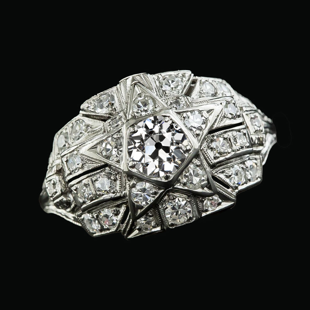 Ladies Round Old Miner Diamond Ring
