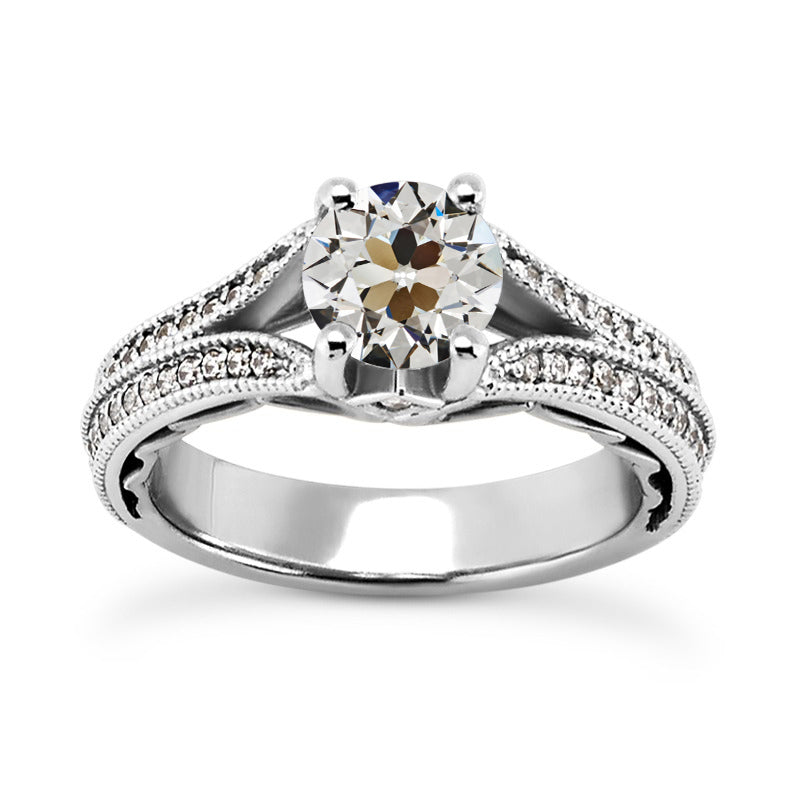 White Gold Anniversary Ladies Round Old Miner Diamond Ring
