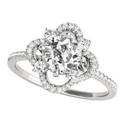 Ladies Round Old Miner Natural Earth Mined Diamond Ring With Accents Star Style 5 Carats