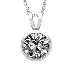 Ladies Solitaire Mined Natural Real Diamond Pendant 3.50 Ct Bezel Set Old Cut