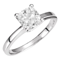Ladies Solitaire Engagement Ring Old Cut Cushion Mined Diamond 5 Carats