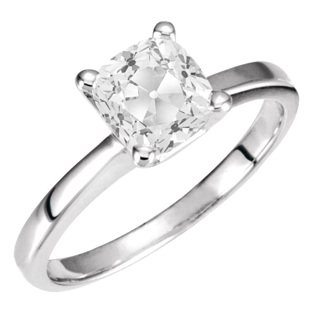 Ladies Solitaire Engagement Ring Old Cut Cushion Diamond 5 Carats