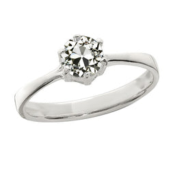 Ladies Solitaire Ring Round Old Cut Diamond Tapered Shank 1.50 Carats