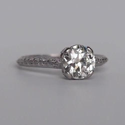 Ladies Solitaire Ring Round Old Mine Cut Diamond 1.75 Carats Jewelry