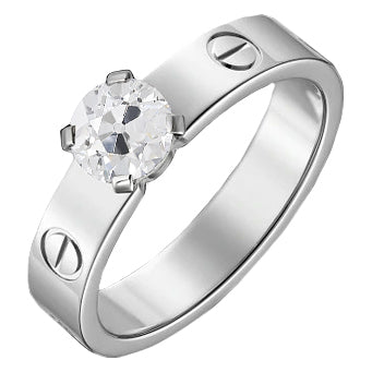 Ladies Big Size  Solitaire Ring Round Old Miner Diamond