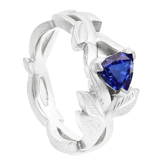 Fancy Lady’s Vintage Style      Ladies Solitaire Trillion Blue Sapphire Ring