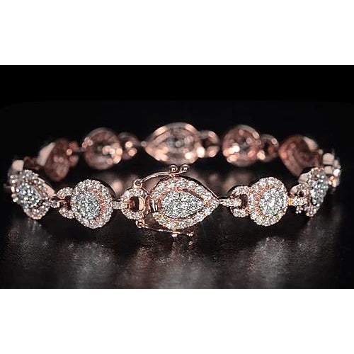 Products Ladies Tennis Bracelet 10 Carats Diamond Rose Gold Jewelry