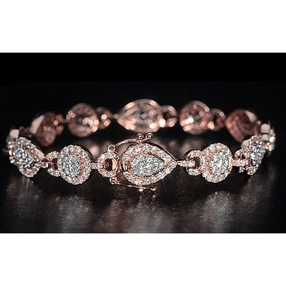 Products Ladies Tennis Bracelet 10 Carats Diamond Rose Gold Jewelry