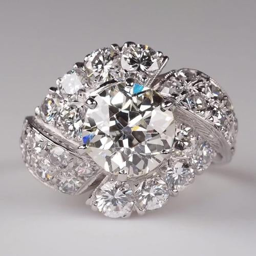 Ladies Vintage Style Old Mine Cut Round Diamond Ring