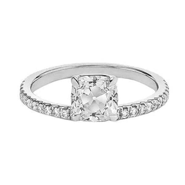  Women Jewelry Sparkling Unique Solitaire Ring with Accents White Gold Diamond 