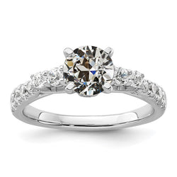 Ladies Wedding Ring Round Old Cut Natural Earth Mined Diamond 4 Prong Set 5 Carats
