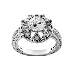 Ladies Wedding Ring Round Old Miner Real Natural Earth Mined Diamonds Antique Style 3.25 Carats