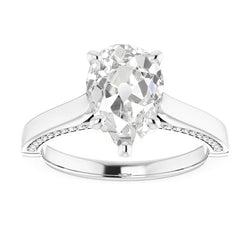 Ladies Wedding Ring Round & Pear Old Miner Real Natural Earth Mined Diamonds 5.75 Carats