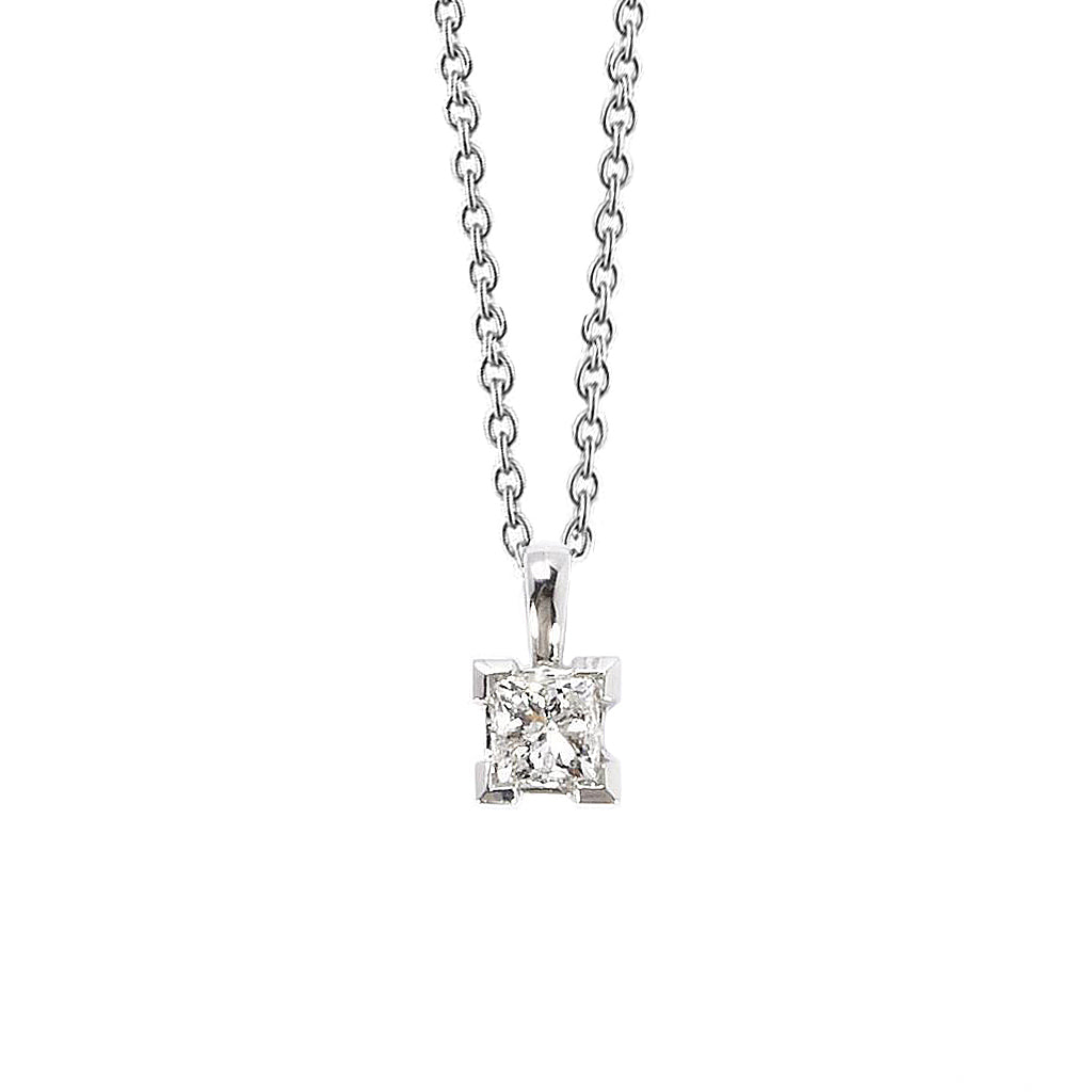 Ladies White Gold 1.00 Carat Solitaire Natural Earth Mined Diamond Pendant Necklace