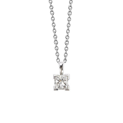 Ladies White Gold 1.00 Carat Solitaire Natural Earth Mined Diamond Pendant Necklace