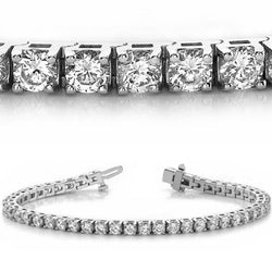 Ladies Tennis Bracelet 7.40 Ct Round Cut Lab Grown Diamonds White Gold